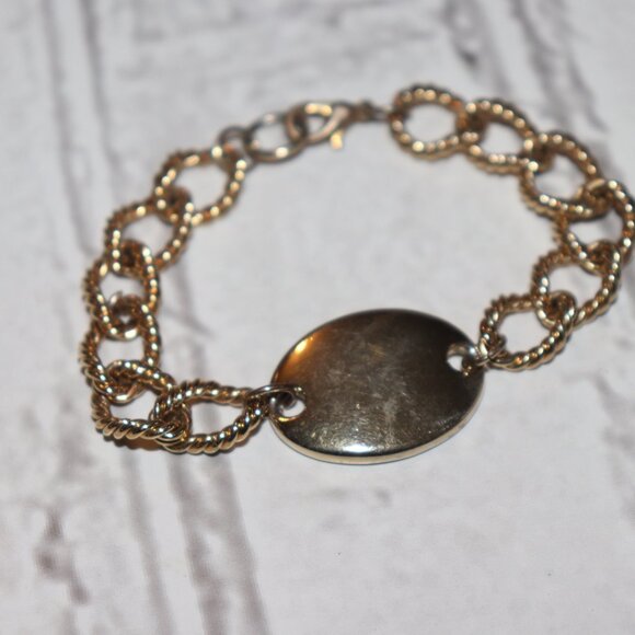 Gold chain link ID bracelet 7.25" - Picture 2 of 4